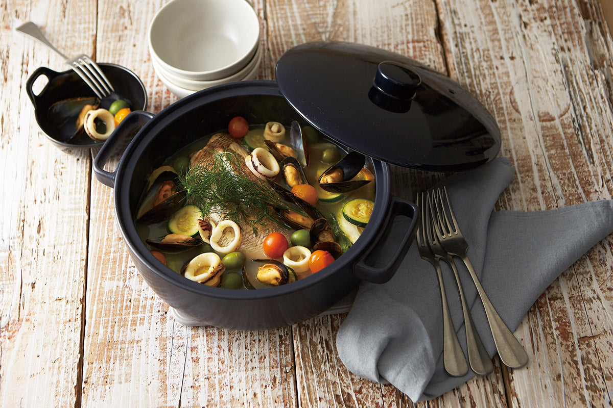 TAMAKI 土鍋 トート 3-4人用 ブラック 直径29.7×奥行23.6×高さ