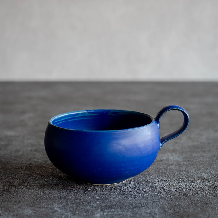 青色 陶器製 スープカップ 丸型 丸利玉樹利喜蔵商店 Rikizo リキゾー ブルー スープカップ 笠間焼