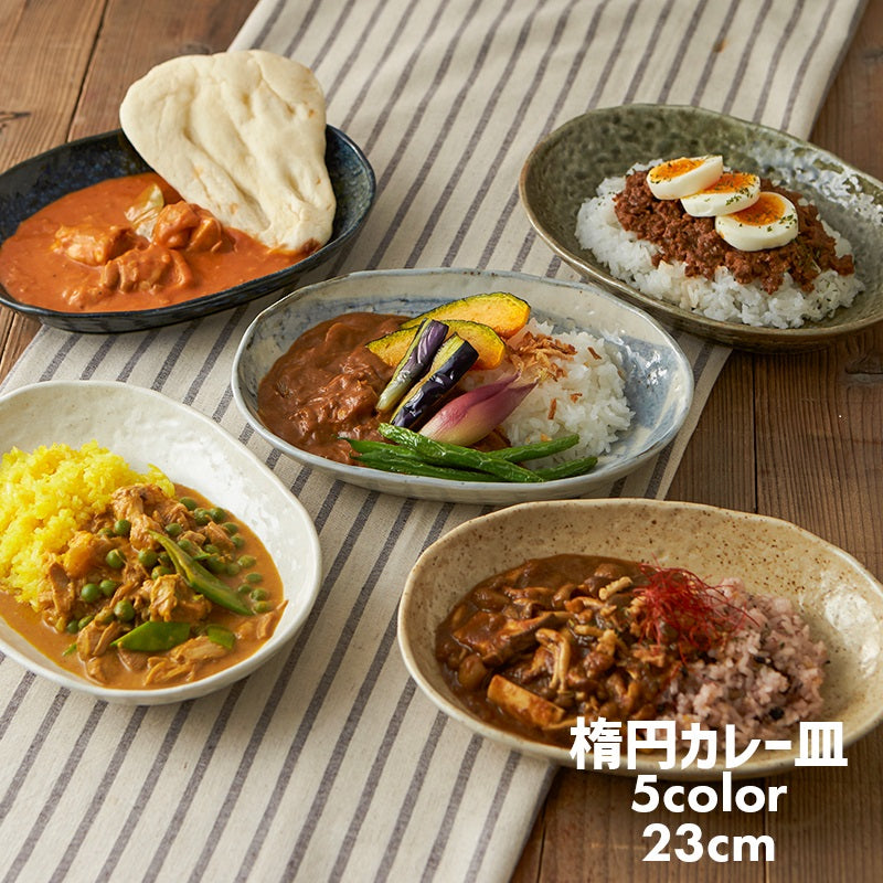 ポーランド食器　カレー皿　楕円　5枚セット カレー皿 23cm 楕円 黄伊羅保 皿 食器 陶器 美濃焼 日本製 同色5枚