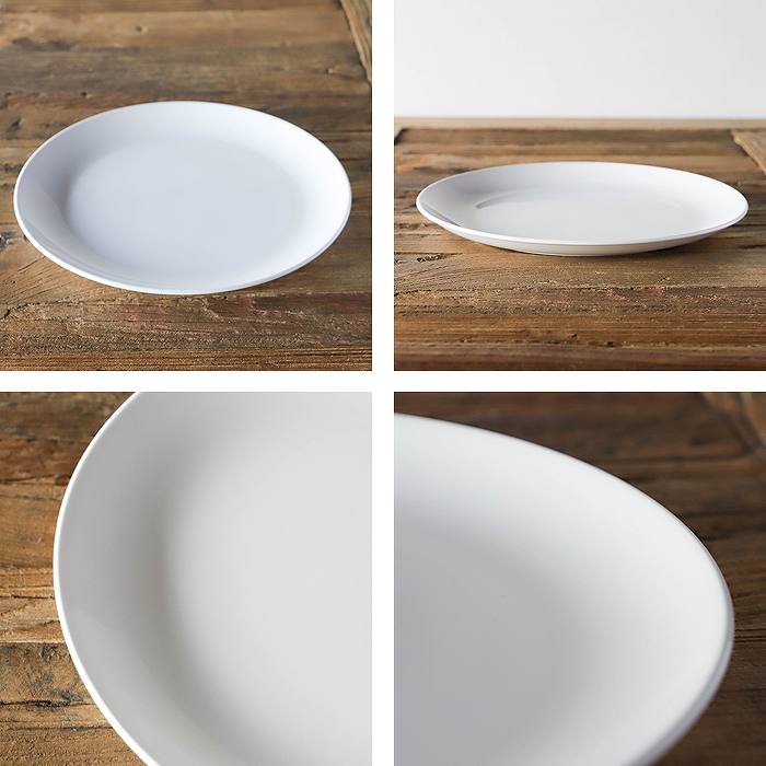 【石木文】白　てふてふプレート 食器　ホワイト 純喫茶 昔の食堂 白い丸皿 金縁 20cm 1枚〜