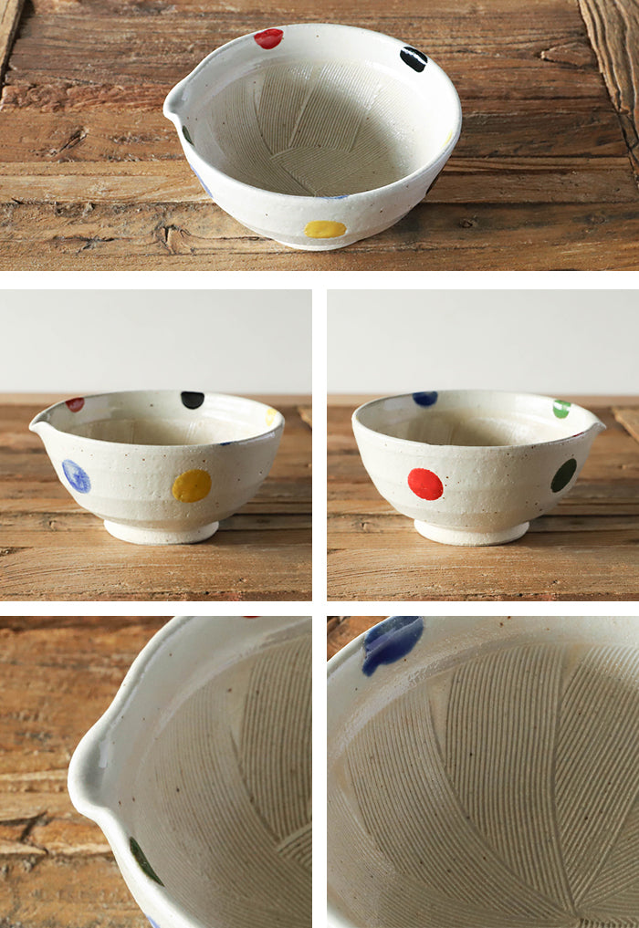 日本製 美濃焼 片口すり鉢 6号 5色水玉 – マルラボ