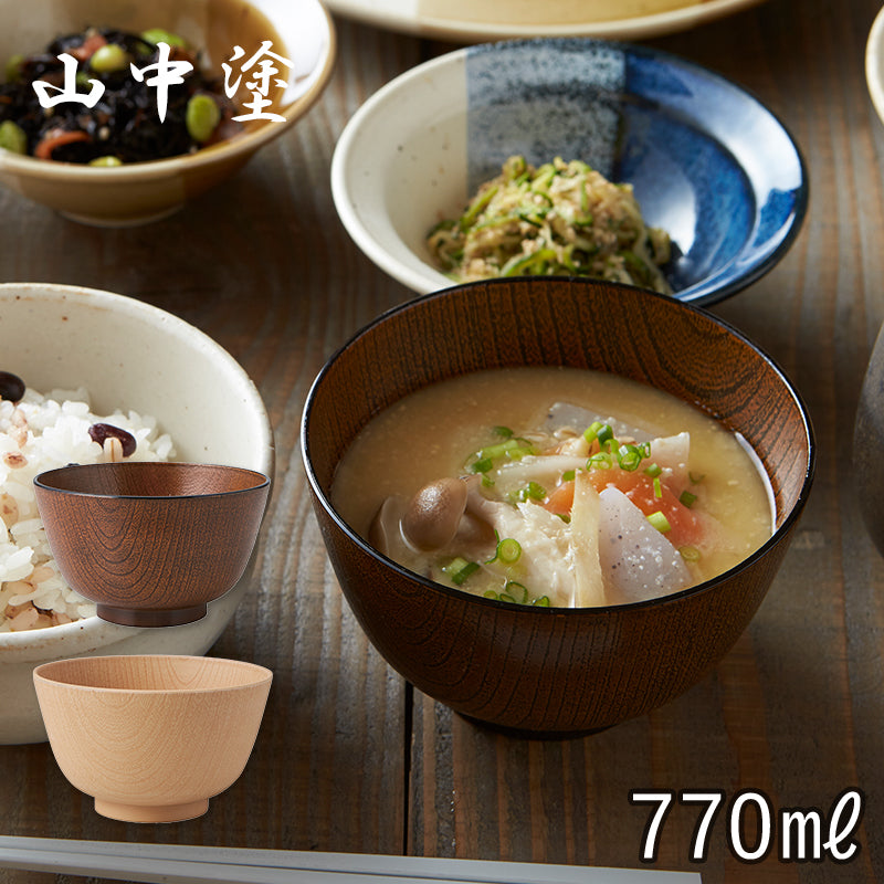山中塗　木製けやき丼（汁椀）　漆塗り　５客 東出漆器 山中塗 欅 汁椀 三色揃 セット 天然木 けやき お椀